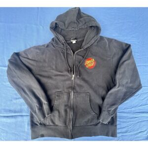 Santa Cruz Classic Dot Zip Hoodie Black XL Skateboard Sweatshirt Cotton Blend